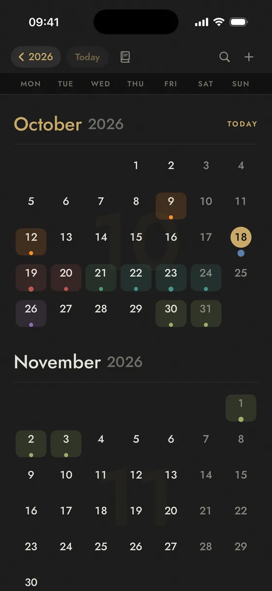 Marrow's month view.