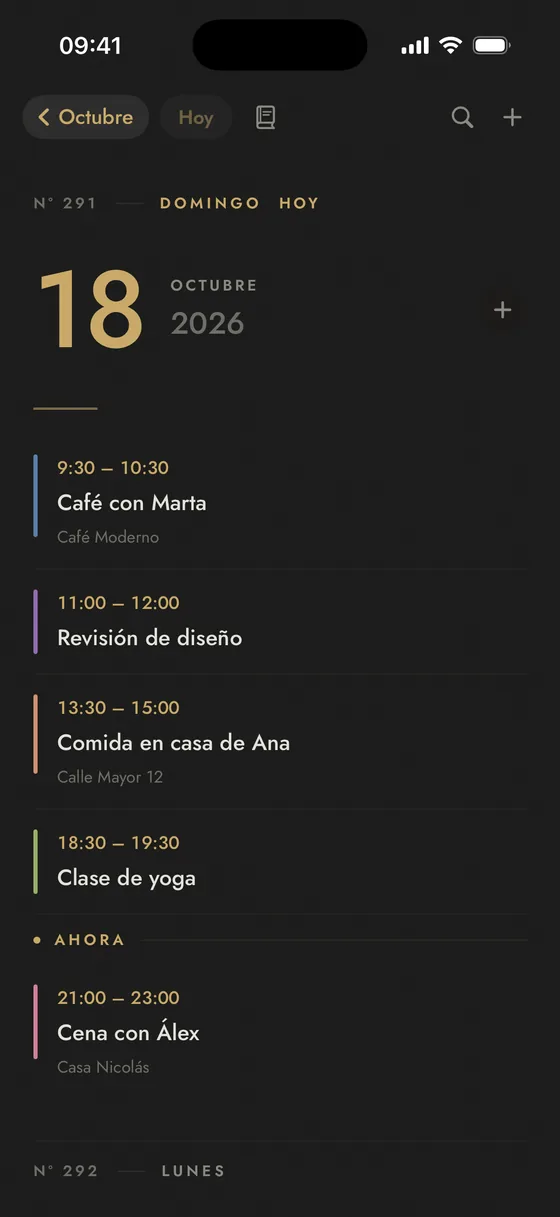 Marrow Calendar: la agenda de un día, en el tema Negro.